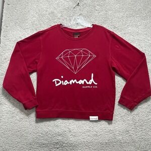 Diamond Supply Co Sweatshirt Women's Medium Red Graphic Print Pullover Crew Neck